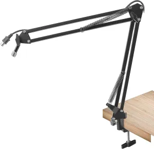 Soul Inscriptions Press USB Suspension Boom Microphone Stand-Adjustable Compact USB Microphone Arm Stand,Durable Steel for Radio Broadcasting Studio,Voice-Over Sound Studio,TV Stations - PMKSHUSB04