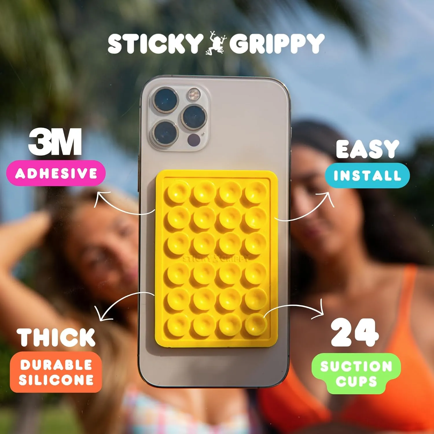 Suction Phone Case Mount, Sillicon Adhesive Phone Accessory for iPhone and Android, Hands-Free Fidget Toy Mirror Shower Phone Holder, Tiktok Videos and Selfies (Pink)