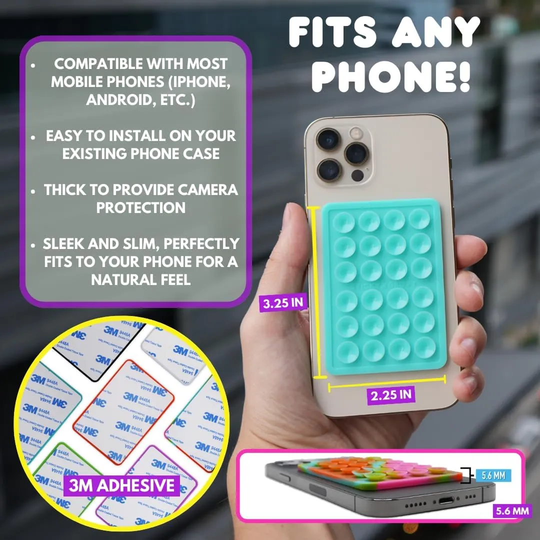 Suction Phone Case Mount, Sillicon Adhesive Phone Accessory for iPhone and Android, Hands-Free Fidget Toy Mirror Shower Phone Holder, Tiktok Videos and Selfies (Pink)