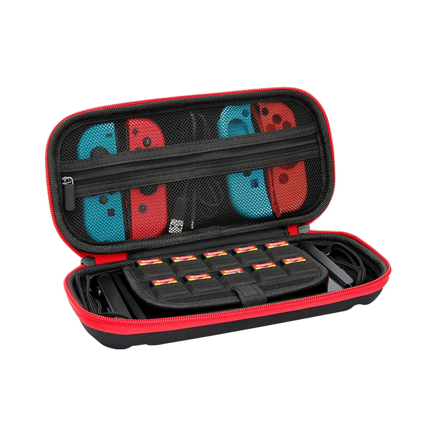 Switch Carry Case Game Traveler Compatible with Nintendo Switch& OLED Console, Hard Protective Hard Portable Shell Pouch with Pockets for Accessories and Bonus Game Cases, Deluxe Carry Handle