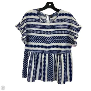Top Short Sleeve By Shein In Blue & White, Size: M