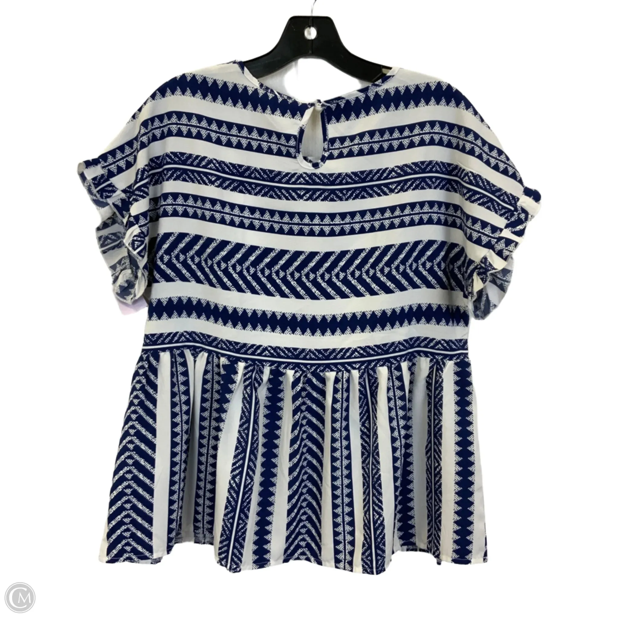 Top Short Sleeve By Shein In Blue & White, Size: M