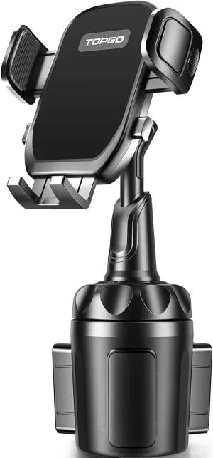 TOPGO Car Phone Mount, Cup Phone Holder for Car [Secure & Stable] Cup Phone Holder Cell Phone Automobile Cradle for iPhone 16 and More Smart Phone -Black