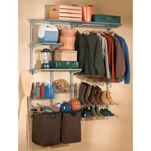 Triton Products Storability Wall w/ 2 Storage/Recycle Bags, Shoe Racks &amp; Clothes Hanger