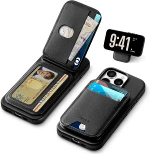 TUCCH 3-IN-1 Magnetic Case for iPhone 16 Pro with Removable Wallet, 5 Card Holders Adjustable Stand Wireless Charging Anti-Slip RFID Blocking Slim PU Leather Cover Compatible with iPhone 16 Pro, Black
