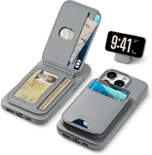 TUCCH PU Leather Case for iPhone 16 Pro (6.3") 2024 with Detachable Magnetic Wallet Stand with [5 Card Holders] [RFID Blocking] [Wireless Charging], Slim Anti-Slip Cover for iPhone 16 Pro, Iron Grey