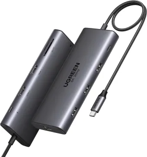 UGREEN Revodok Pro 210 Docking Station 10 in 1 USB C Dock Dual HDMI 4K@60Hz Single 8K@30Hz 100W PD 5Gbps USB C and USB A Data Ports Gigabit Ethernet, SD/TF Card Reader USB Hub Compatible for HP, Dell