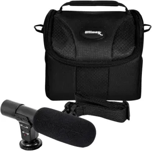 Ultimaxx Camera Carrying Case & Uni-directional Microphone Bundle for Sony, Nikon, Canon, Olympus, Fuji & More Cameras. Includes 3.5mm Stereo Plug & Mounting Bracket for DSLR & Video Cameras