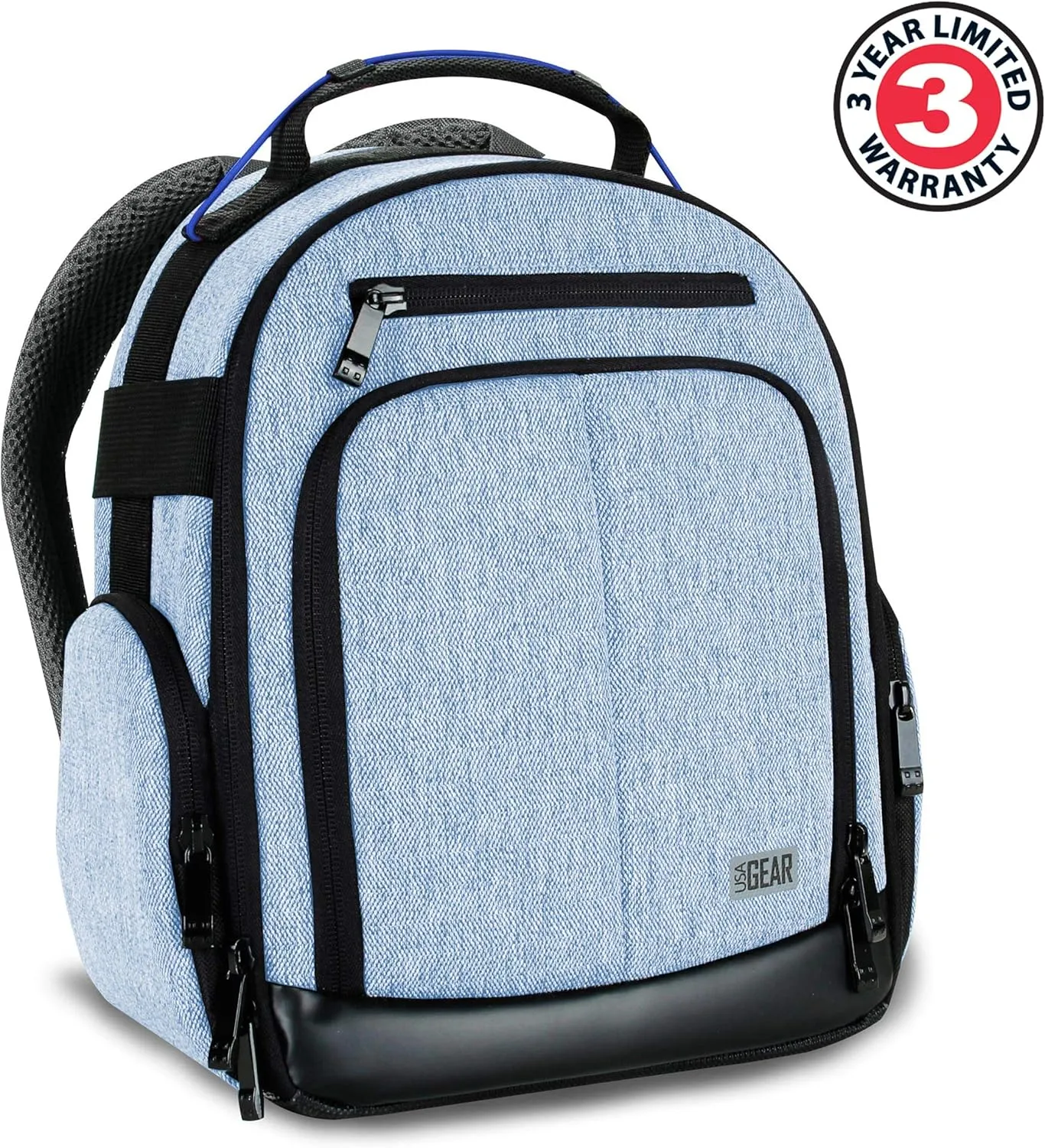 USA Gear Drone Backpack - Drone Case Compatible with DJI Mavic Pro, Spark Mini, Ryze Tello, Yuneec Breeze and More - Customizable Interior, Weather Resistant, Storage for Drone Accessories - Blue