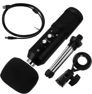 Vaguelly Condenser Microphone with Stand Cardioid Mic for Streaming Gaming and Video Conferencing Easy Plug Play Setup Volume Control for and Online