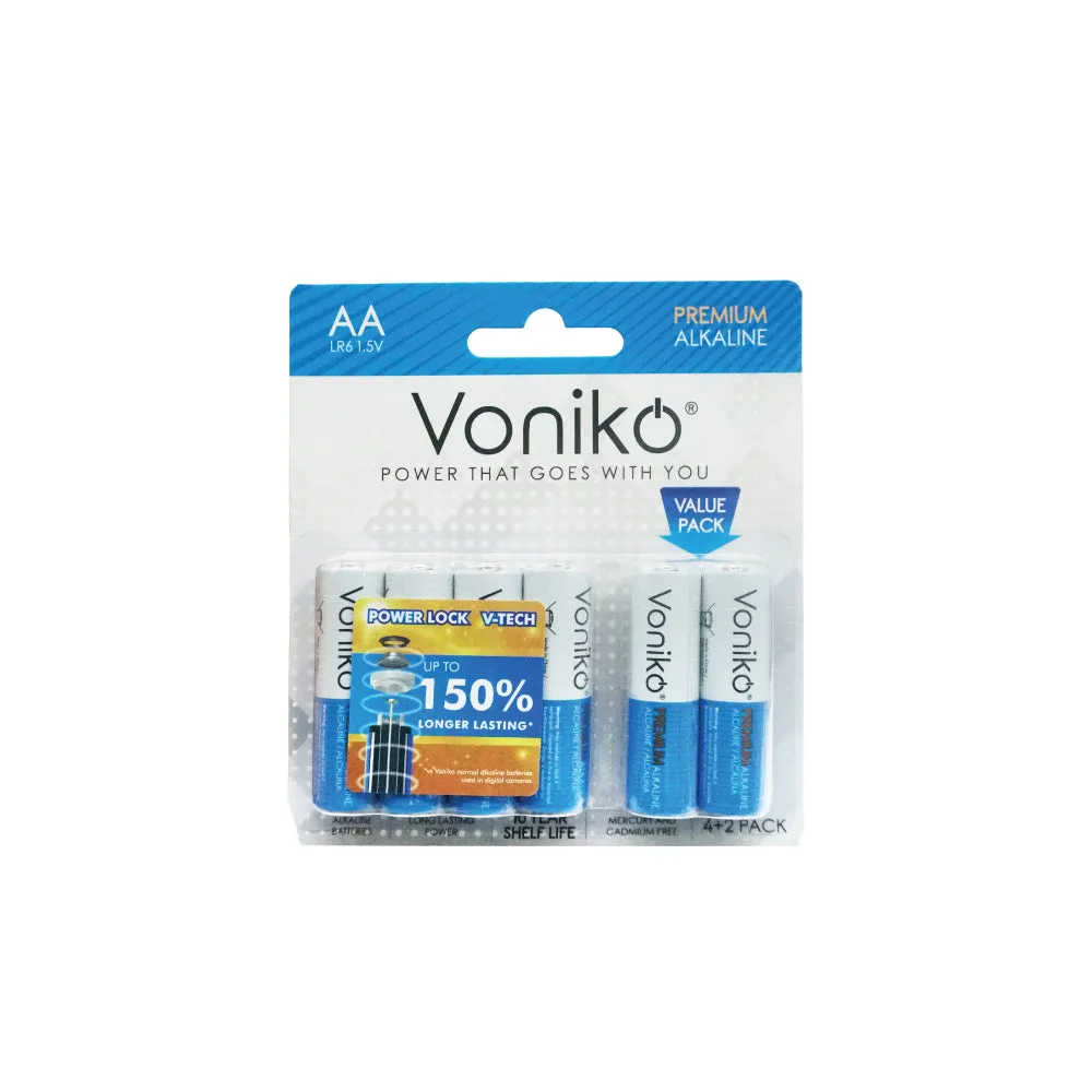 [VALUE PACK] VONIKO Premium Alkaline Battery LR6 1.5V AA (4   2pcs)