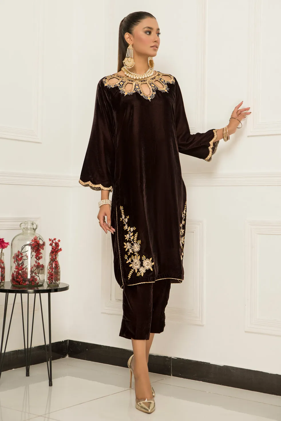 Velvet Embroidered Ready to Wear 2 Pcs Dress by Aabpara 07