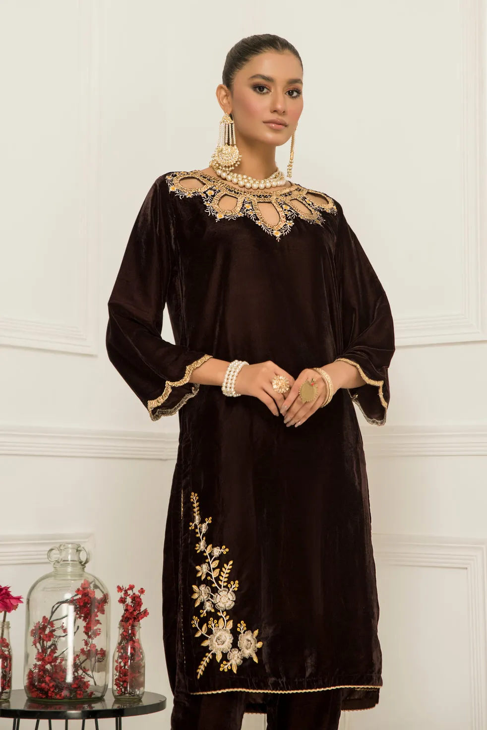 Velvet Embroidered Ready to Wear 2 Pcs Dress by Aabpara 07