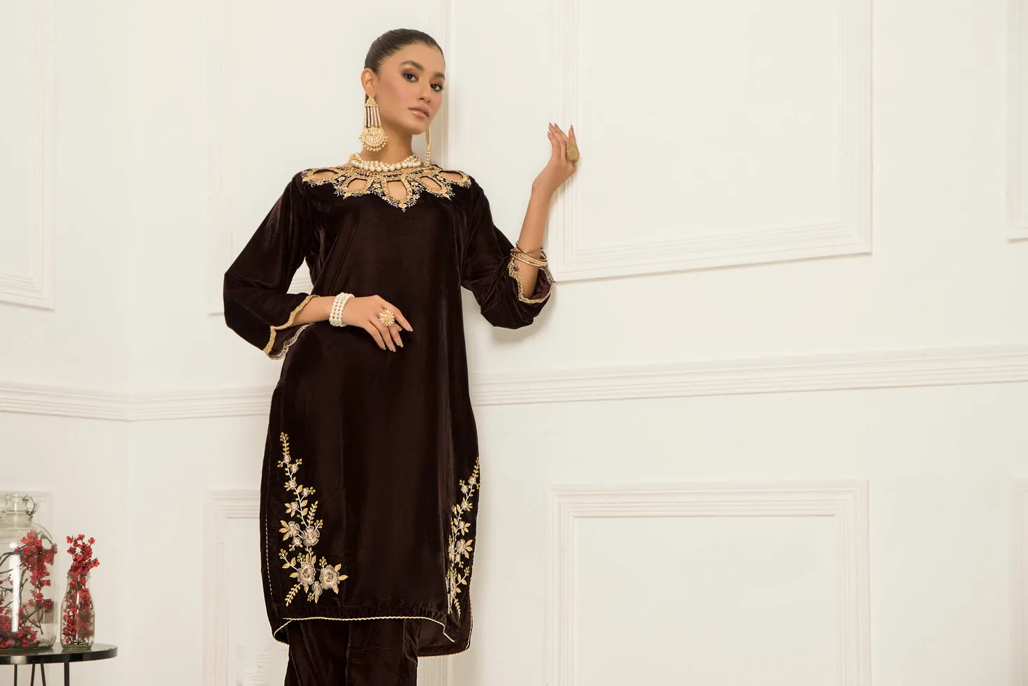 Velvet Embroidered Ready to Wear 2 Pcs Dress by Aabpara 07
