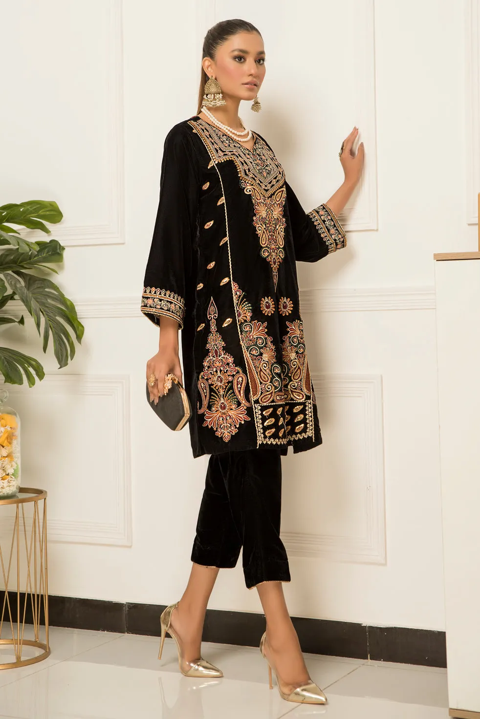 Velvet Embroidered Ready to Wear 2 Pcs Dress by Aabpara 10