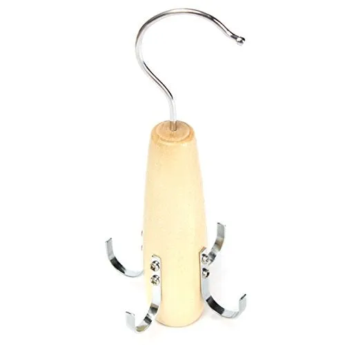YingYing Bath and Clean Multifunctional Solid Wood Clothes Hanger Scarves Tie Organiser Four Swivel Hook for Hanging Belts