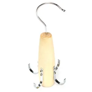 YingYing Bath and Clean Multifunctional Solid Wood Clothes Hanger Scarves Tie Organiser Four Swivel Hook for Hanging Belts
