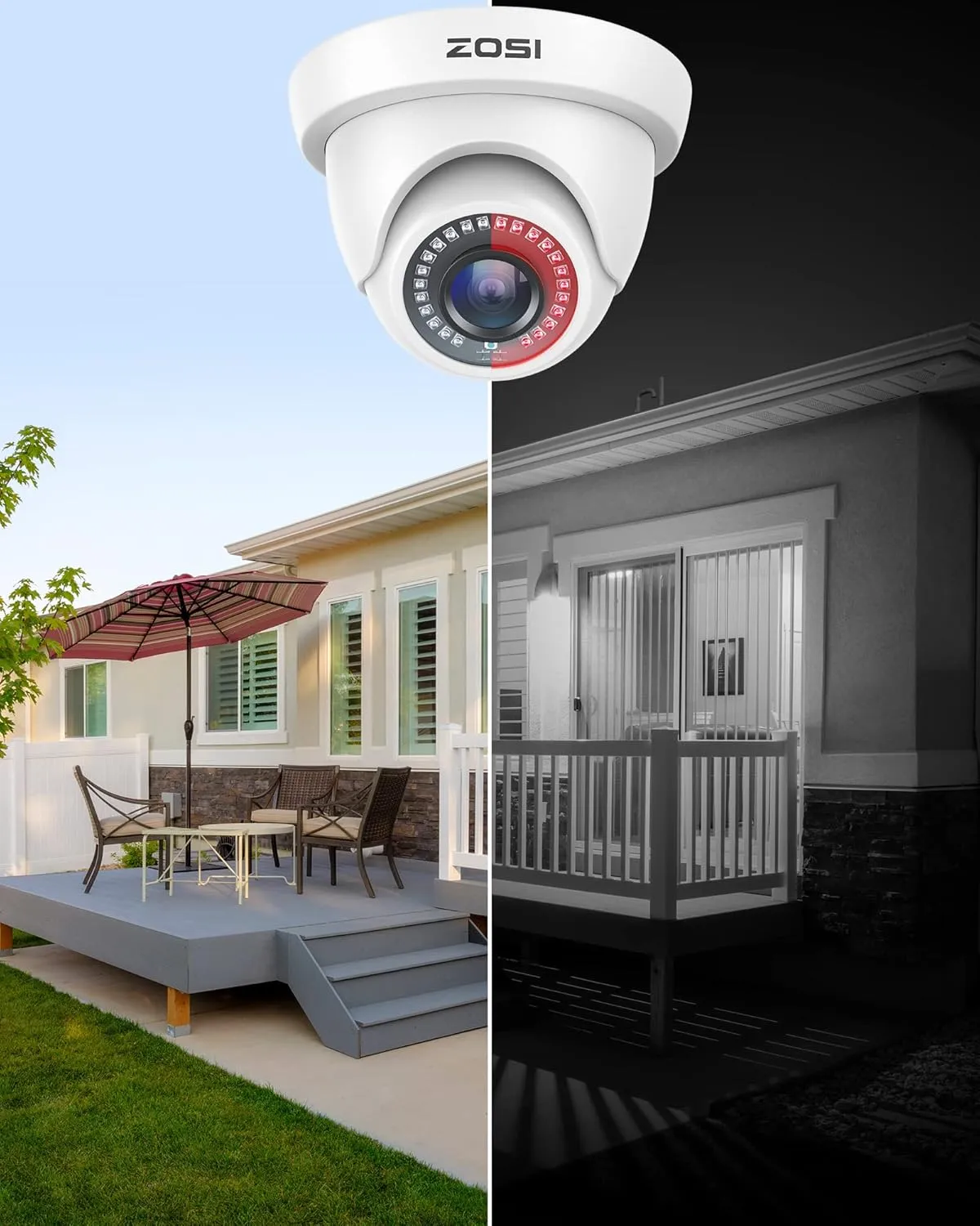 ZOSI 2Pack 2.0MP HD 1080P Security Cameras Kit, 80ft Night Vision, Indoor Outdoor Home CCTV Dome Cameras for 1080P/5MP/4K HD-TVI Analog DVR System